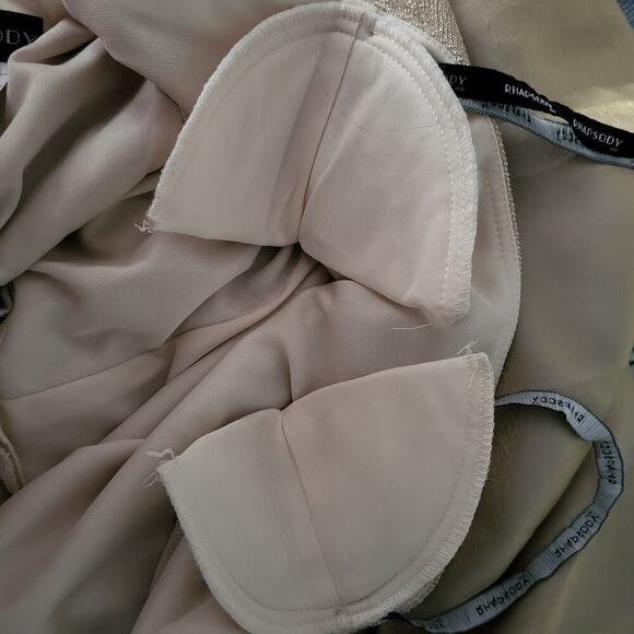 VTG Gold Evening Gown Sz 4 Formal Dress Short Sleeve 90s USA Old Hollywood Glam - Picture 11 of 15